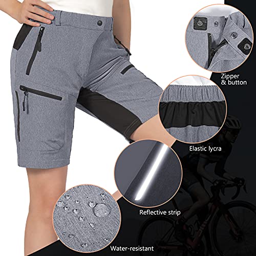 Cycorld Womens-Mountain-Bike-Shorts Padded-MTB-Shorts-Cycling-Shorts Baggy-Fashion-Breathable with Zip Pockets